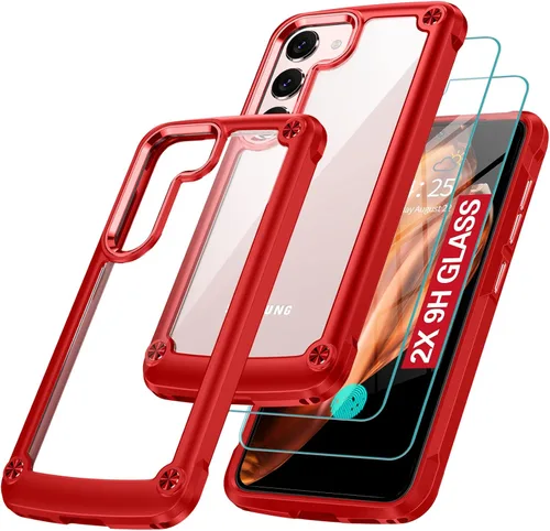 Vista 20 de Oterkin Funda transparente para Galaxy S23, antiamarilleo, protección militar de 10 pies, 2 protectores de pantalla de vidrio templado, 4 bolsas