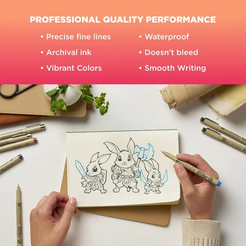 Vista 4 de SAKURA 50075 Pigma Micron 05 (16 piezas, los colores pueden variar) Juego de bolígrafos de tinta de la colección Cube