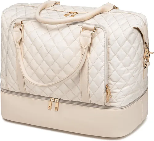 Vista 9 de CAMTOP - Bolsa de viaje de fin de semana para mujer, bolsa de lona con espacio para laptop de15.6 pulgadas