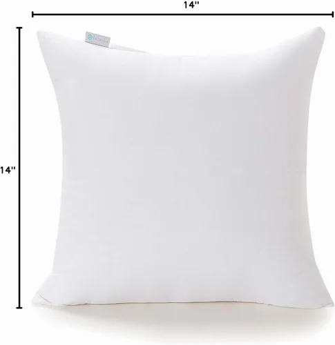 Vista 6 de Acanva Insertos de Almohada Decorativa Cuadrados, Relleno Hipoalergénico para Cojín Decorativo, 14" L x 14" A, Blanco