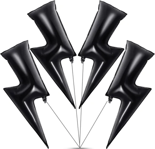 Deekin 4 globos de 45 pulgadas con forma de rayo para fiestas, globos con forma de rayo para decoración de cumpleaños, boda, baby shower (negro)