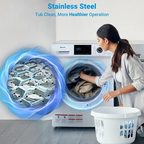 Vista 5 de Smad Combo de lavadora y secadora de 2.7 pies cúbicos, combo de lavadora y secadora sin ventilación de 24 pulgadas, todo en uno con capacidad de 26