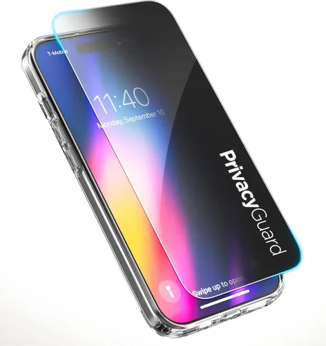 Vista 2 de ENCASED Funda de privacidad, diseñada para iPhone 15 Pro (2023), funda transparente delgada con protector de pantalla antiespía, vidrio templado 9H