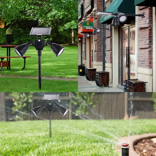 Vista 7 de Focos solares para exteriores, 1400 lúmenes, brillantes, 36 luces LED con sensor de movimiento, impermeables, de doble cabeza, luz de seguridad