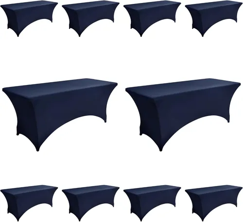 Vista 64 de Paquete de 2 Cubiertas de Mesa de Spandex de 4 pies para Mesas Plegables Rectangulares - Manteles Elásticos Ajustados Resistentes a las Arrugas
