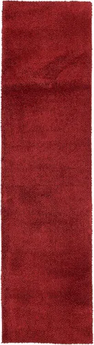 Vista 14 de Unique Loom Studio Solid Shag Collection Urban Modern - Alfombra de área supersuave y de felpa, 2 x 6 pies 7 pulgadas, rojo