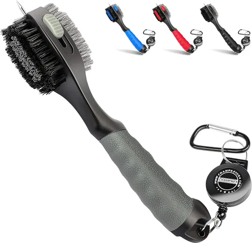 Vista 9 de CHAMPKEY PRO Cepillo retráctil para palo de golf - Cabezal de cepillo sobredimensionado con empuñadura de goma suave y limpiador de ranuras