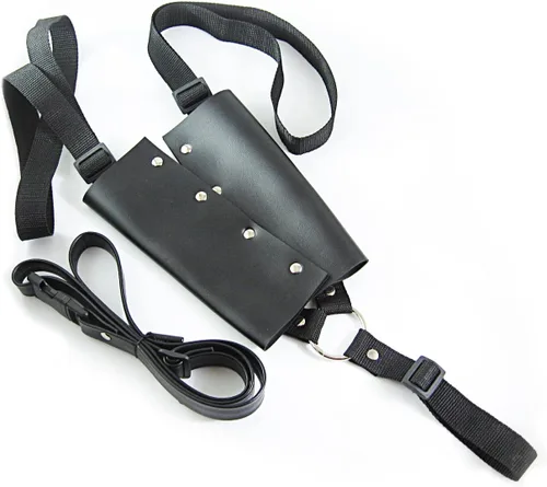 Warrior - Funda para correa trasera de doble espada, soporte de espadas dobles de espuma de madera con cinturón, correa trasera de hombro katana