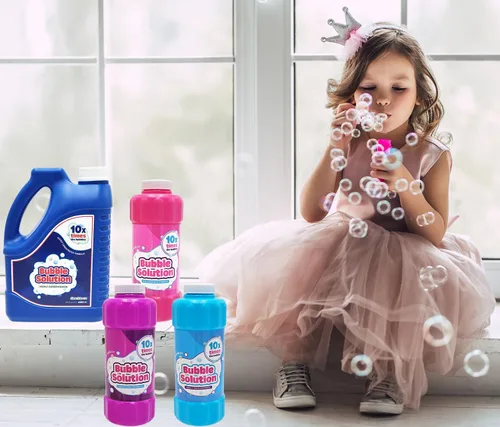 Vista 2 de Solución concentrada de burbujas de 100 onzas, repuestos de hasta 8 galones, solución concentrada no tóxica para máquinas de burbujas, varitas