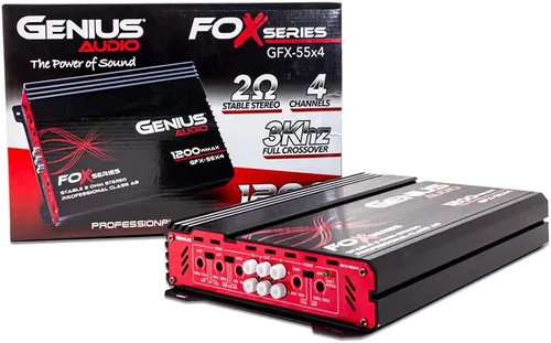 Vista 6 de Genius Audio GFX-55X4 Amplificador de coche de rango completo multicanal 1200 vatios Clase máxima AB de 2 ohmios estable con sistema de protección