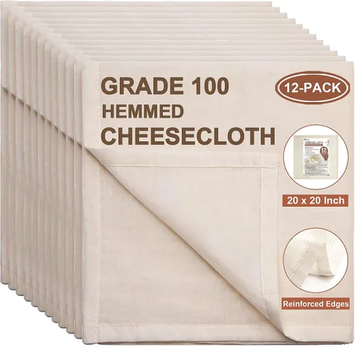 Vista 10 de eFond Paños de queso, paquete de 3, cuadrados de 20 x 20 pulgadas con bordes con dobladillo, grado 100 ultra fino reutilizable para colar, paños