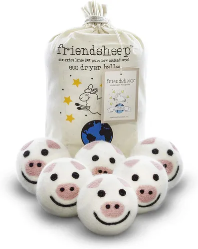 Vista 17 de Friendsheep Bolas secadoras de lana, alternativa orgánica reutilizable para suavizantes de telas para lavandería, hechas a mano, comercio justo