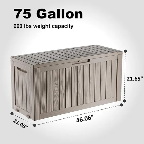 Vista 126 de DRATO Cajas de terraza, caja de almacenamiento al aire libre de 30 galones para cojín de patio, herramientas de jardín, impermeable y resistente a