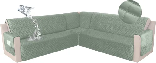 Vista 41 de HDCAXKJ Funda impermeable para sofá modular esquinero, de terciopelo en forma de L, para mascotas y perros, suave, resistente, en forma de U, juego