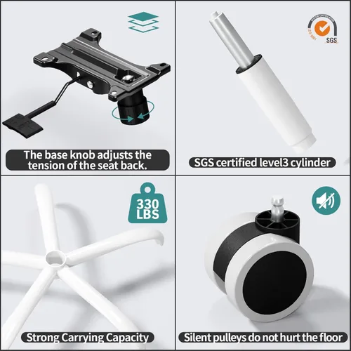 Vista 8 de TRALT Silla de oficina – Silla de escritorio ergonómica con soporte lumbar ajustable, silla de computadora de malla, sillas ejecutivas para oficina