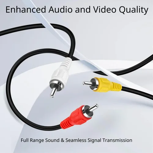 Vista 2 de Cable TNP 3 RCA AV – Cable de audio y video de 6 pies con conector macho a macho – Cable de video compuesto de doble blindaje rojo, blanco