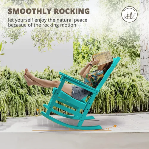 Vista 5 de LUE BONA - Silla mecedora para exteriores, resistente al clima, de plástico HDPS, con capacidad de 350 libras, mecedora de porche de gran
