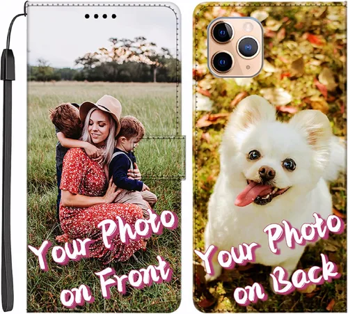 Vista 2 de Funda de piel sintética con función atril para Samsung Galaxy S20 S21 S22 S23 S24 Plus Ultra Note 9 10 20 Ultra, personaliza la imagen en la parte