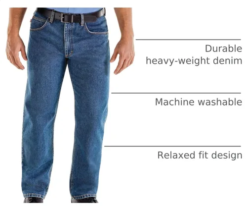 Vista 4 de Red Kap – Pantalones de jean de ajuste relajado para hombre Stonewash