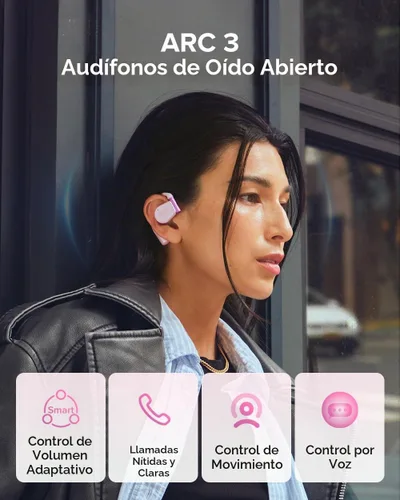 Vista 9 de Cleer ARC 3 Auriculares abiertos con Dolby Atmos y batería de 50 horas Gris claro
