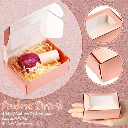 Vista 3 de Zonon 30 cajas de jabón para embalaje casero, mini cajas de papel kraft con ventana para panadería, dulces, jabón, embalaje de regalo