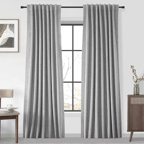 Vista 58 de UHITECH Cortinas opacas cortas de 24 pulgadas de largo para sala de estar, juego de 2 paneles con pestaña trasera, bolsillo para barra, cortinas