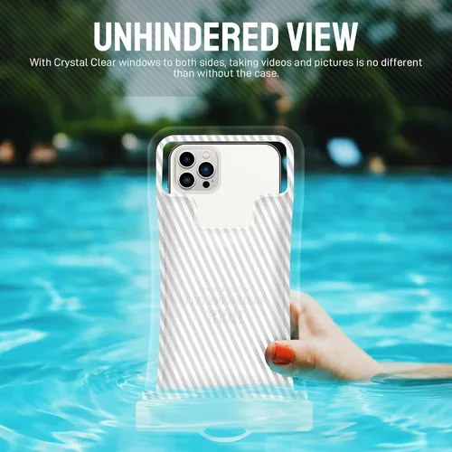 Vista 8 de Funda impermeable para teléfono [diseño de bolsa de aire flotante] Funda universal IPX8 para teléfono celular con cordón para iPhone 16 15 14 13 Pro
