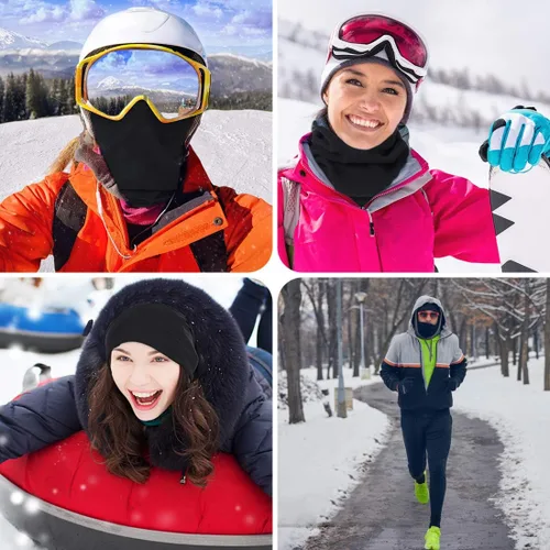 Vista 6 de KGC Paquete de 2 polainas de invierno para cuello y cuello, forro polar, resistente al viento, para hombres y mujeres