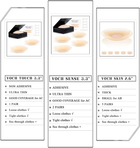 Vista 7 de Cubierta de pezón ultrafina 2 pares fundas adhesivas de silicona para pezón para mujer reutilizables pastelitos pegajosos