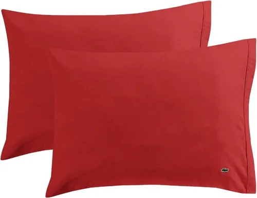 Vista 10 de Lacoste Juego de 2 fundas de almohada de percal 100% algodón – Fresco, crujiente, mate y duradero, certificado Oeko-Tex – Sólido, gris oscuro