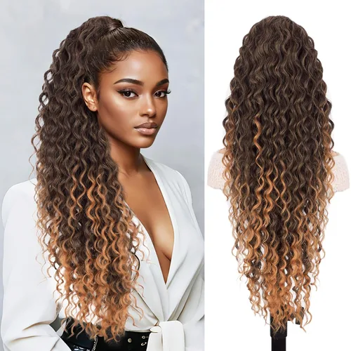 Vista 26 de QGZ Extensión de cola de caballo rizada, cola de caballo con cordón para mujeres negras, pelo corto sintético de 10 pulgadas, dos estilos en uno