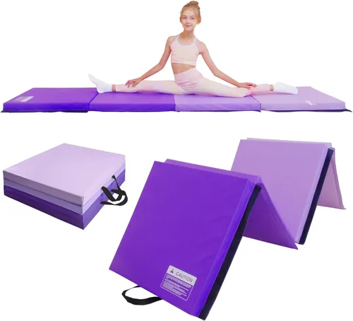 Vista 9 de Kangaroo Hoppers Gymnastics Tumbling Mats for Kids, Foldable Gym Mat with Carrying Handles for Home Activity Play