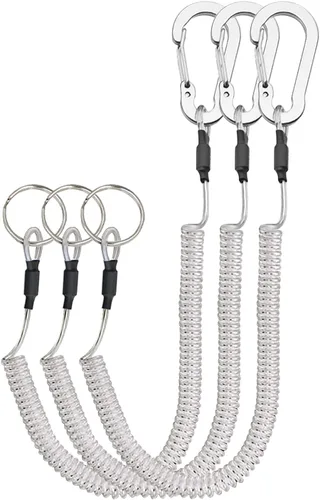 Vista 13 de Lix&Rix Cordón en espiral de seguridad retráctil con clip de mosquetón de aleación de aluminio, negro/azul/verde/rojo/plateado/amarillo