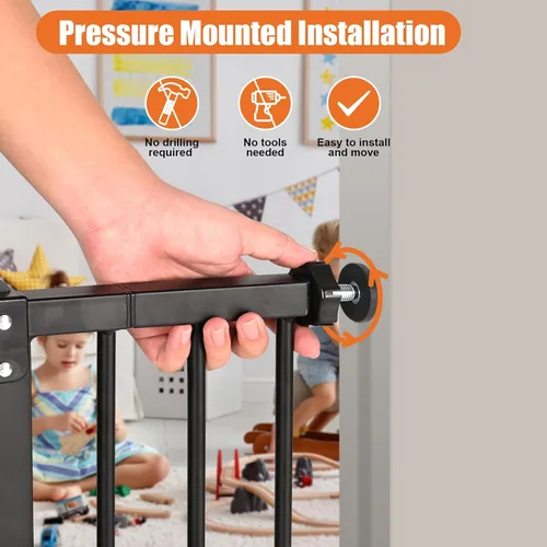 Vista 2 de keny Puerta de bebé de 29 a 42.5 pulgadas para escaleras, puerta de seguridad para perros de cierre automático, montada a presión, fácil de caminar