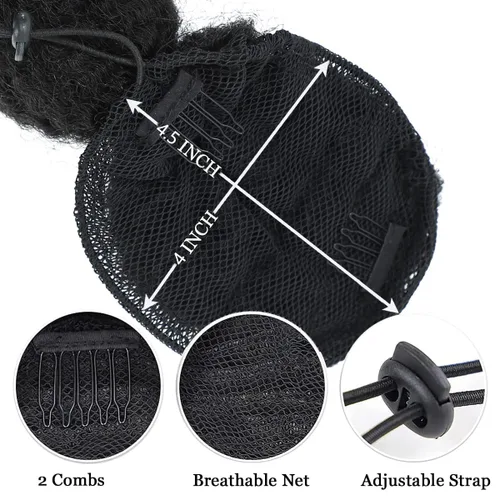 Vista 6 de Matriarchs Extensión de Cola de Caballo Afro Rizada con Burbujas para Mujeres Negras, Cola de Caballo Larga con Cordón Negro Natural, Coletas