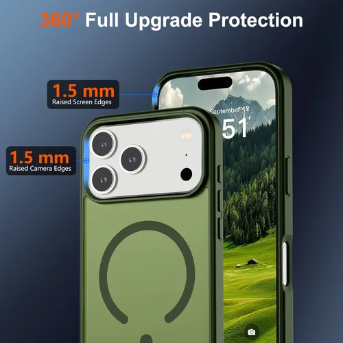 Vista 642 de SUPFINE - Funda magnética para iPhone 13 Pro Max (compatible con MagSafe), (protección contra caídas de grado militar de 10 pies), delgada, Negro