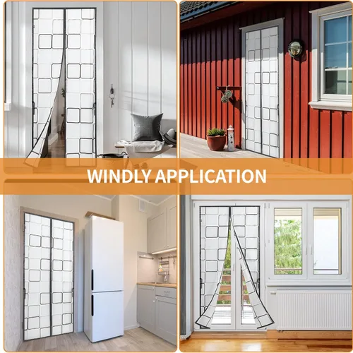 Vista 7 de Cortina de puerta aislada - 32x80 pulgadas Cubierta térmica magnética y aislante con cierre automático Pantalla de privacidad para puerta Mantiene