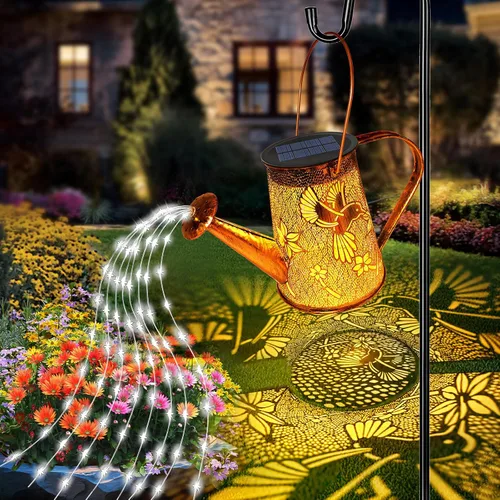 Vista 13 de YJFWAL Regadera Solar con Luces, Regalos Únicos para Navidad Mamá Abuela Mujeres Cumpleaños, Regalos de Jardinería Impermeables Regadera con Luces