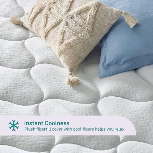 Vista 5 de Sleep Innovations - Cubrecolchón de gel de confort con espuma viscoelástica de memoria de doble capa, 4 pulgadas, tamaño California King, funda