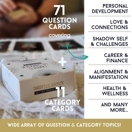 Vista 9 de Tarot Spread Deck: 82 tarjetas de preguntas para claridad e impacto. Herramienta de aprendizaje del tarot, artesanía se propaga intuitivamente