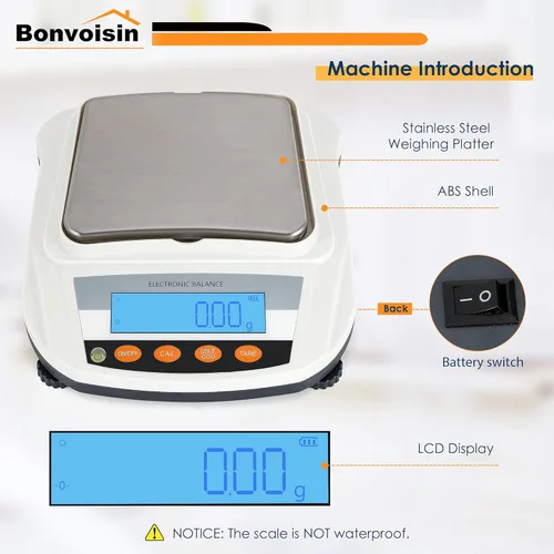 Vista 7 de Bonvoisin Balanza electrónica recargable de la balanza 3000gX0.0.04 oz del laboratorio Balanza analítica de la precisión Balanza de laboratorio