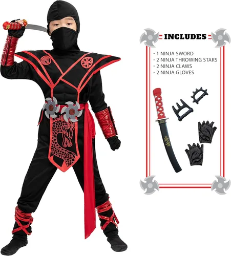 Spooktacular Creations Conjunto de disfraz de dragón ninja para niños, fiesta de disfraces de Halloween