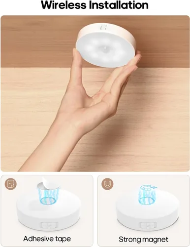 Vista 6 de GOODEA Luces LED para Debajo del Gabinete, Luz Recargable con Sensor de Movimiento, Luces de Disco de 1000mAh con Control Remoto IR, Luces Debajo