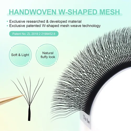 Vista 70 de NAGARAKU Extensión de pestañas en forma de W 3D con volumen en racimo, abanico prefabricado, pestañas postizas de visón sintético mate negro
