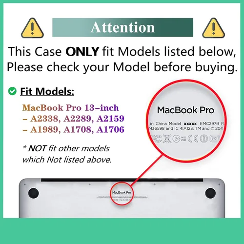 Vista 2 de DTangLsm Funda para MacBook Pro de 13 pulgadas 2024 2023-2016 M2 M1 A2338 A2289 A2251 A2159 A1989 A1706 A1708 Carcasa Protectora Rígida de Plástico