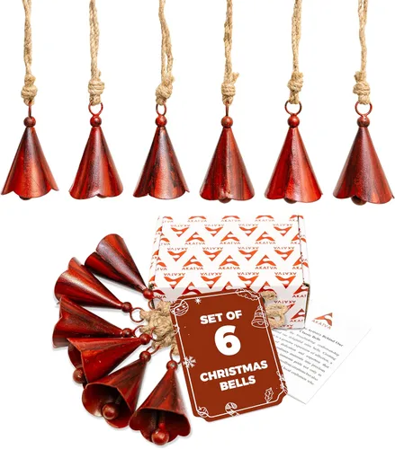 Vista 14 de Akatva Campanas de Navidad grandes para decoración – Campanas de vaca para decoración navideña rústica – Campanas doradas para decoraciones