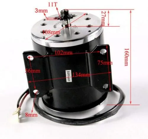 Vista 4 de MY1020 36V 800W DC Motor eléctrico de cepillo de velocidad para go Kart Scooter Barco Bicicleta ATV Ciclomotor Mini Bicicletas