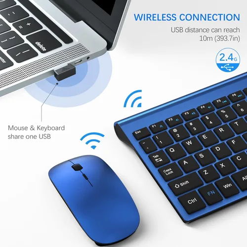 Vista 3 de TopMate Combo de teclado y mouse inalámbricos ultradelgados, mouse USB compacto silencioso de 2.4 G e interruptor de tijera con tapa, 2 pilas AA y 2