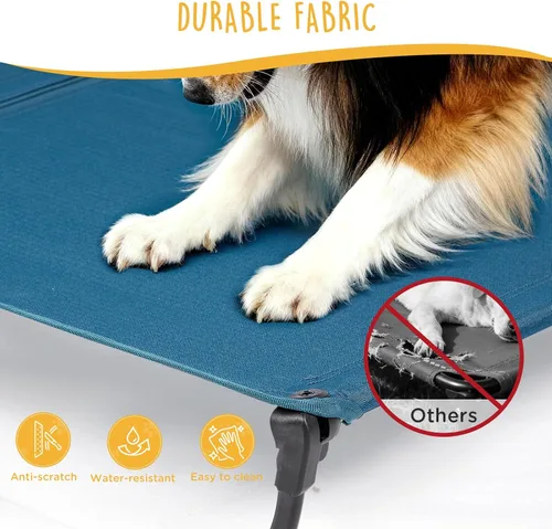 Vista 5 de Catre plegable elevado para perros, cama elevada grande para perros para exteriores, cama fresca a prueba de masticación para mascotas, portátil