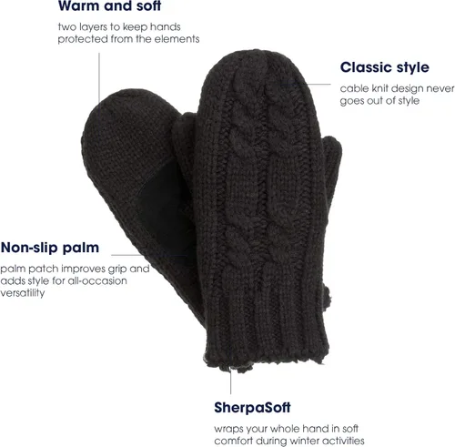 Vista 3 de isotoner Guantes Sherpasoft de punto trenzado grueso para mujer